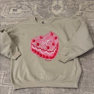 TALULAH Taupe Sweater with Pink Heart Design
